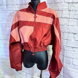 REEBOK CARDI B CROPPED PEACH AND BURGUNDY XS TRACK SUIT JACKET